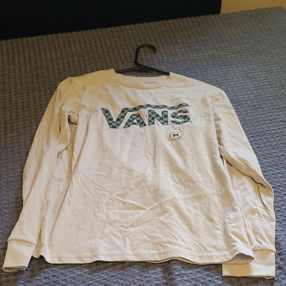 Vans White Long Sleeve with Checkered Logo
